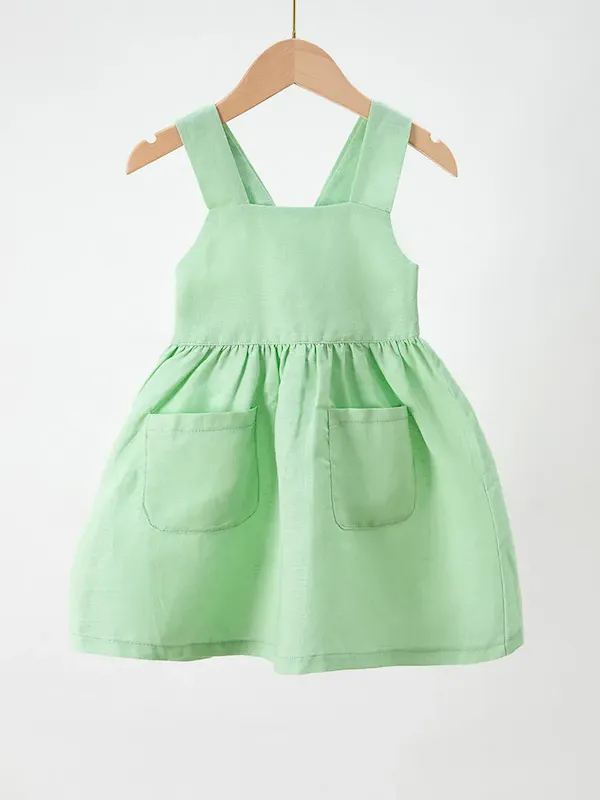 Wholesale Kids Toddler Girls Summer Casual Cute Basic Solid Color Sleeveless Strap Dress - Image 5