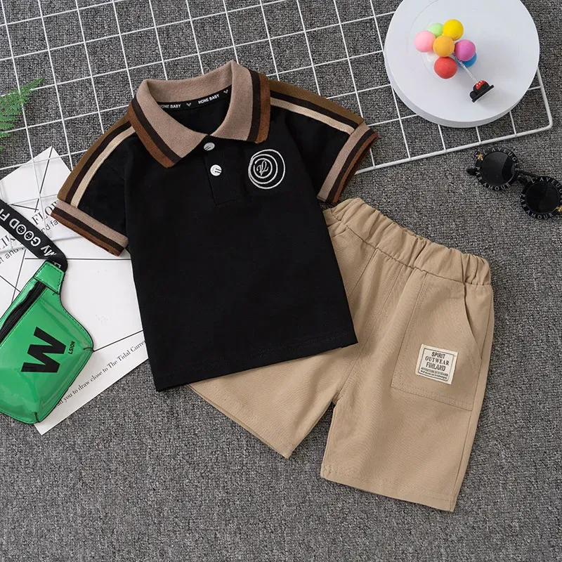 Wholesale Boy'S Fashion Two-Piece Lel Polo Shirt Set - Image 4