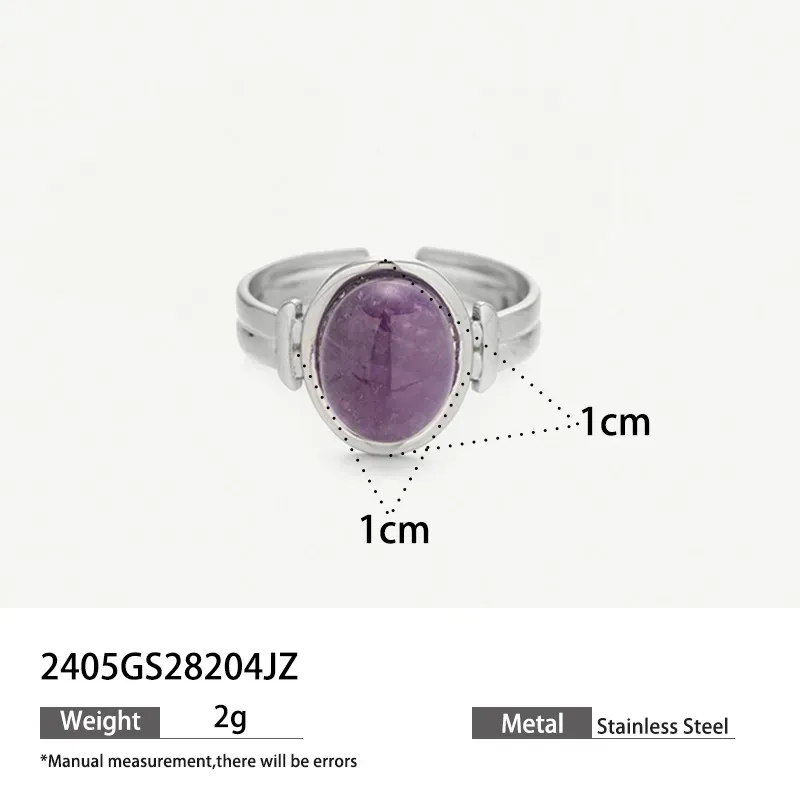 Wholesale Women Fashion Natural Stone Titanium Steel Ring - Image 6