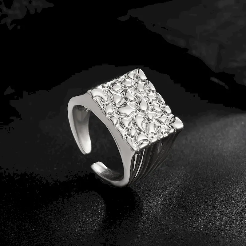 Wholesale Men'S Fashion Casual Alloy Square Texture Ring