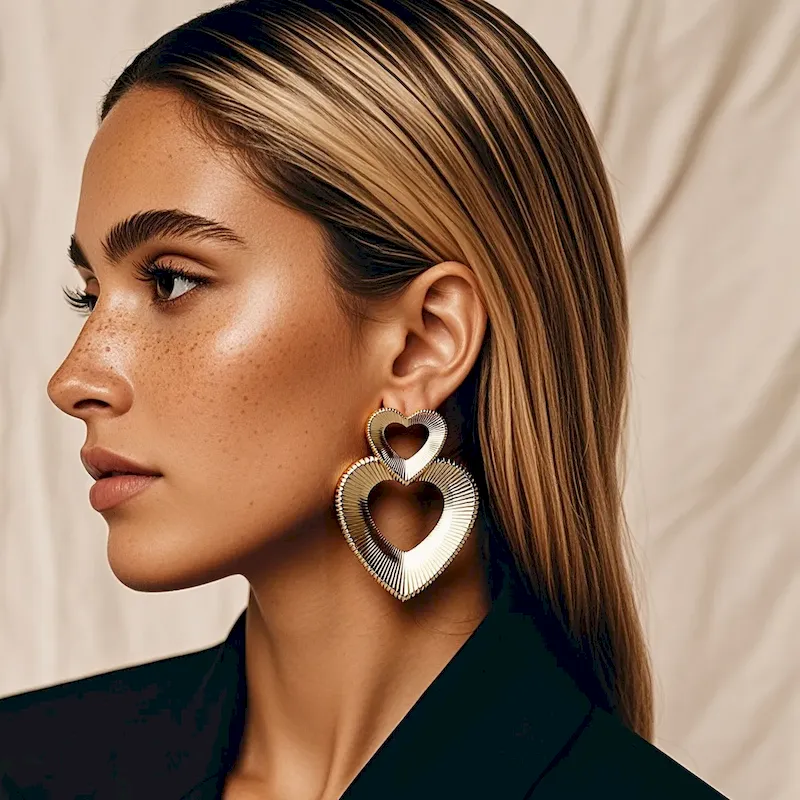 Wholesale Women Fashion Simple Love Texture Earrings