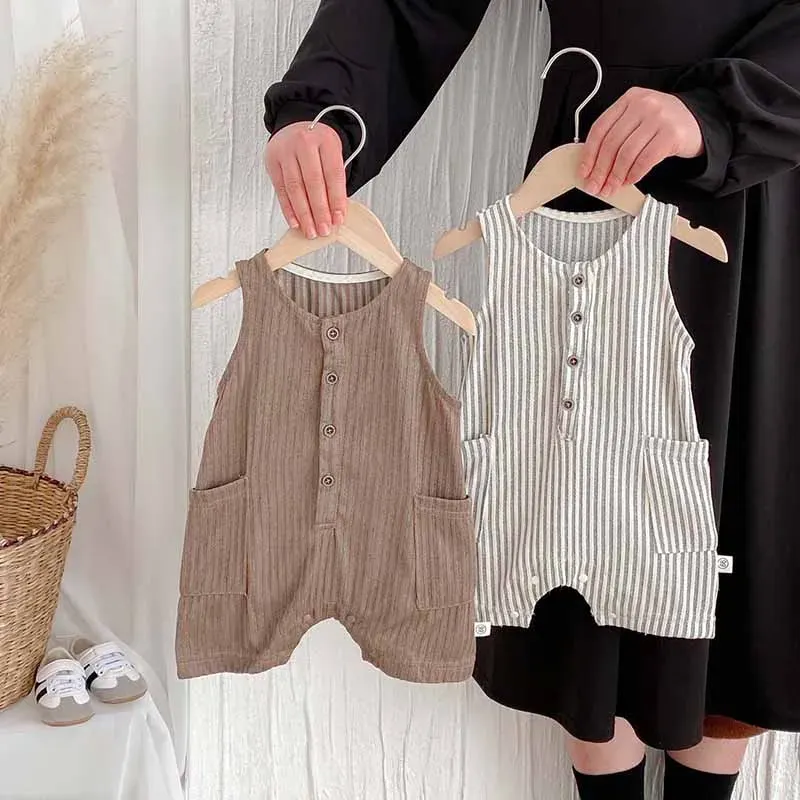 Wholesale Kids Baby Boys Casual Cute Stripe Romper - Image 2