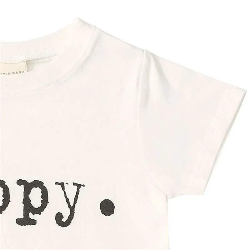 Wholesale Wholesale Boy Girl Happy Print Short Sleeves Casual Tee - Image 7