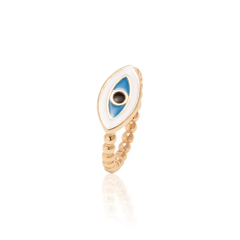 Wholesale Women Fashion Oil Painting Gold Plated Devil Eye Ring - Image 17