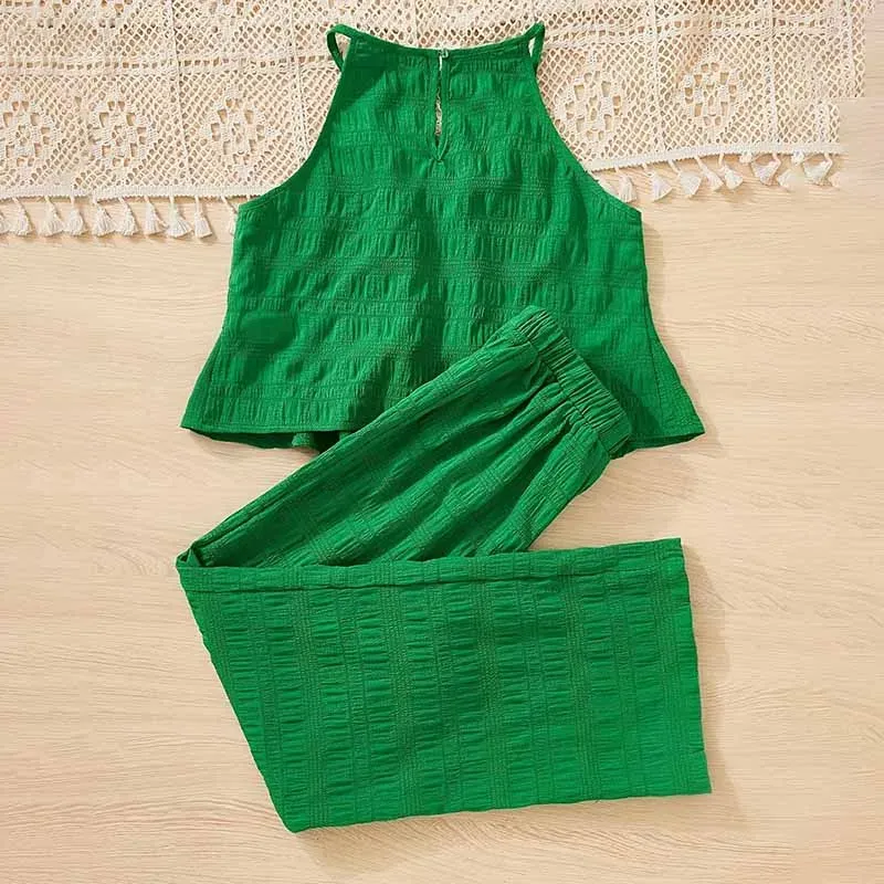Wholesale Kids Toddler Girls Casual Cute Solid Color Stripe Camisole Trousers Sets - Image 3