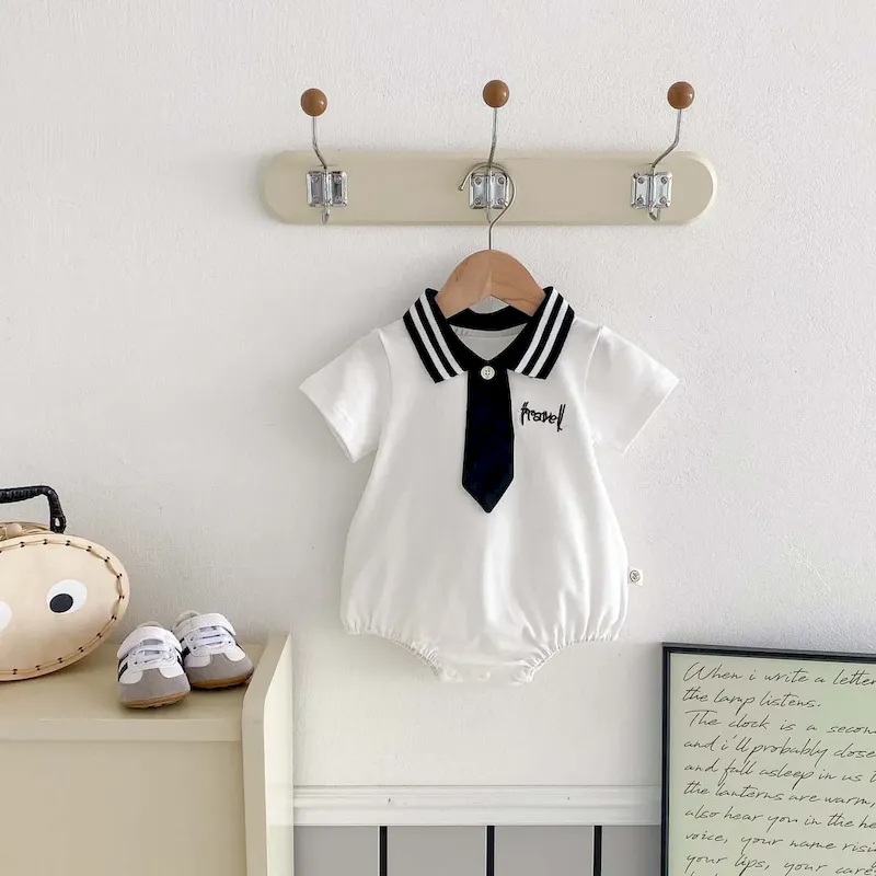 Wholesale Kids Baby Boys Girls Casual Cute Lapel Romper - Image 5