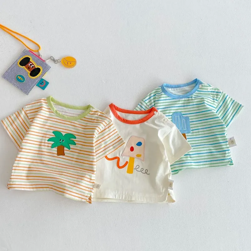 Wholesale Kids Boys Girls Stripe Cartoon T-Shirt - Image 3