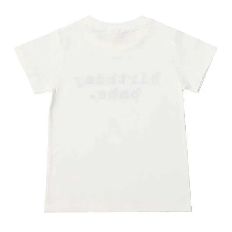 Wholesale Wholesale Kid Boy Girl Birthday Print White Tee - Image 3
