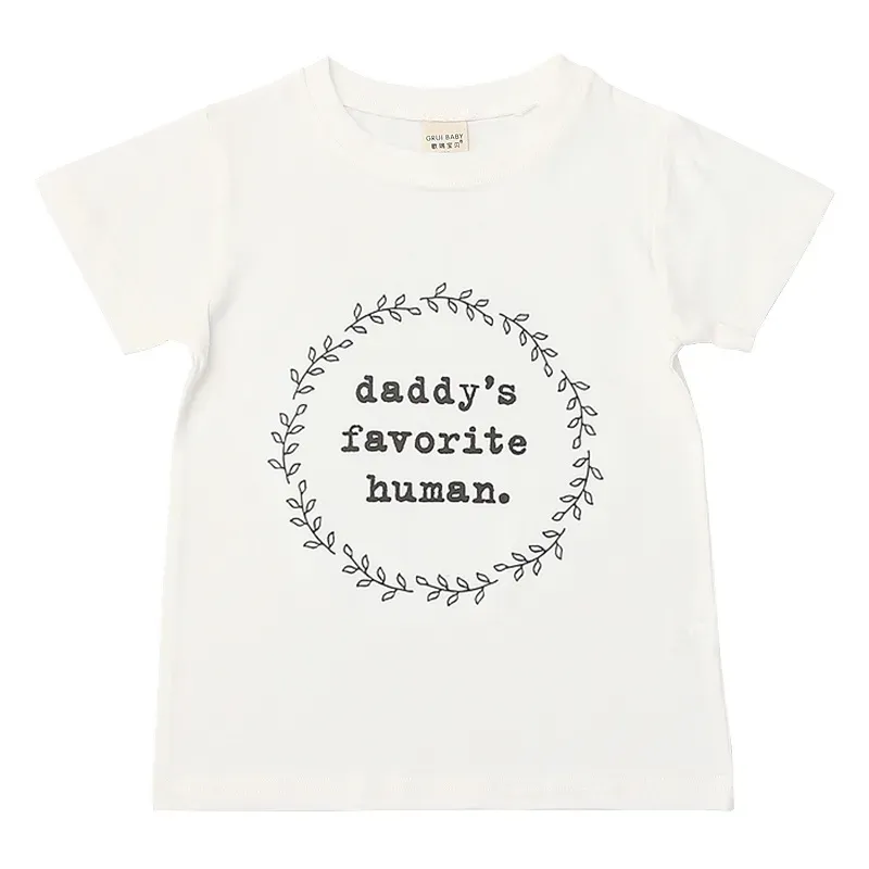 Wholesale Wholesale Boy Girl Kid Daddy Letter Print White T-shirt - Image 8