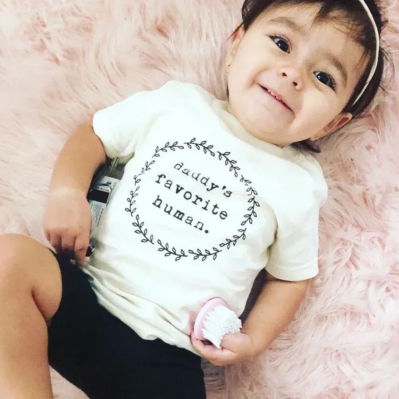 Wholesale Wholesale Boy Girl Kid Daddy Letter Print White T-shirt - Image 9