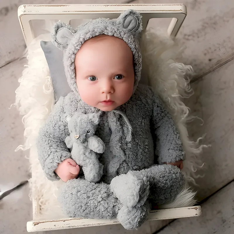 Wholesale Newborn Baby Bear Photography Clothing Plush Jumpsuits