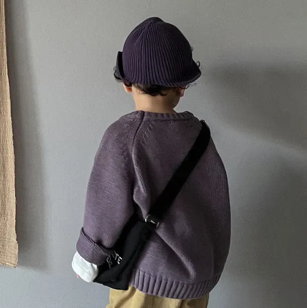 Wholesale Kids Boys And Girls Autumn And Winter Solid Color Round-Neck Long-Sleeve Sweater - Image 2