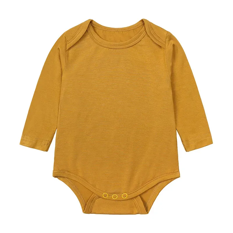 Wholesale Kids Baby Boys Girls Casual Cute Solid Color Long Sleeve Romper - Image 8