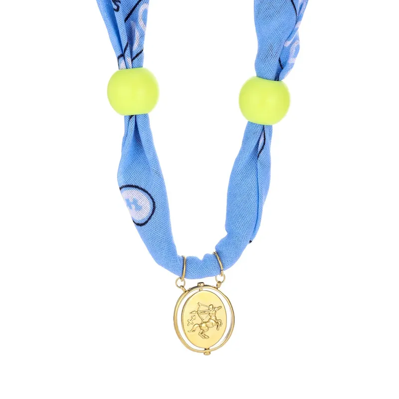 Wholesale Personalized Twelve Constellations Zodiac Satin Scarf Steel Pendant Necklace - Image 14