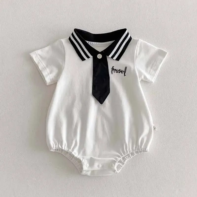 Wholesale Kids Baby Boys Girls Casual Cute Lapel Romper - Image 7