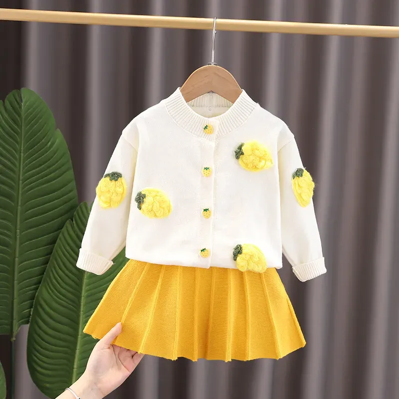 Wholesale Girl'S Winter Fruit Embroidered Sweater And Skirt Knit Two-Piece Set - Image 10