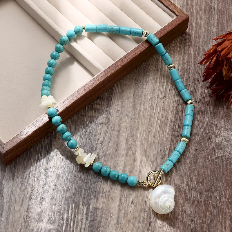 Wholesale Women Boho Fashion Natural Stone Turquoise Necklace - Image 4