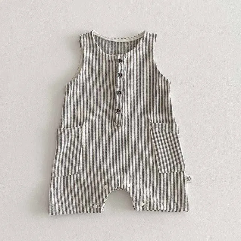 Wholesale Kids Baby Boys Casual Cute Stripe Romper - Image 6