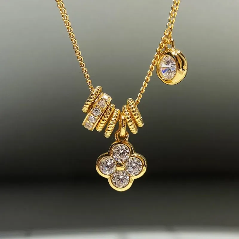 Wholesale Women Fashion Four-Leaf Flower Ring Pendant Necklace