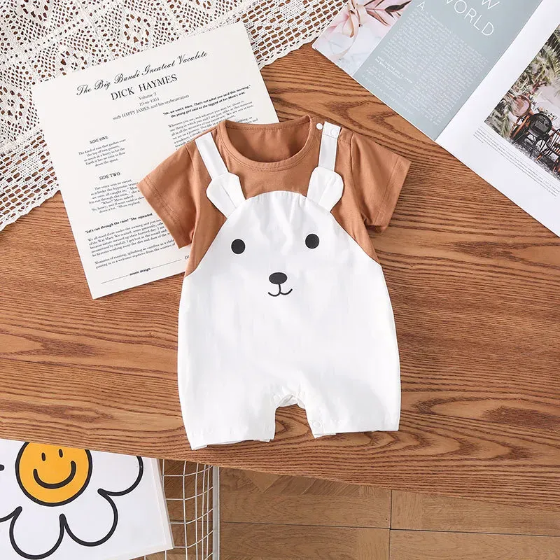 Wholesale Kids Baby Boys Girls Cute Cartoon Short Sleeve Romper - Image 4